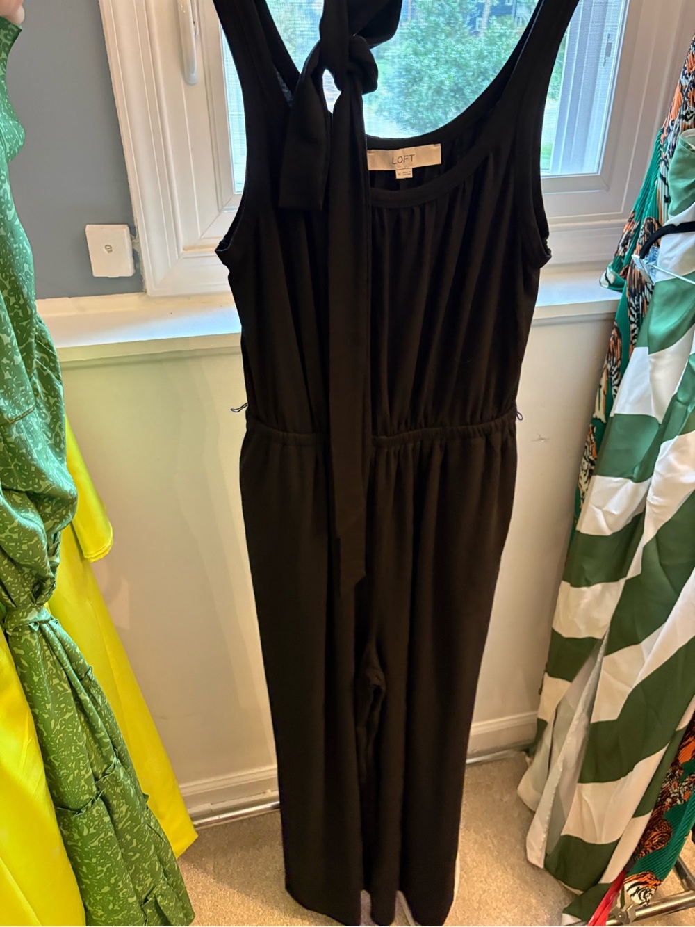 LOFT Black Sleeveless Tie-Neck Jumpsuit-- Never worn!